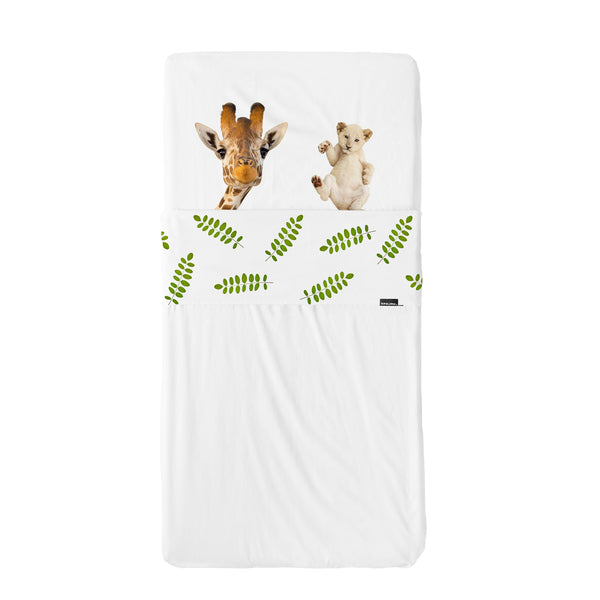 Snurk Beddengoed - Wild Friends Baby Ledikant laken set - Set van laken en hoeslaken voor baby - verkrijgbaar bij Little Fashion Addict