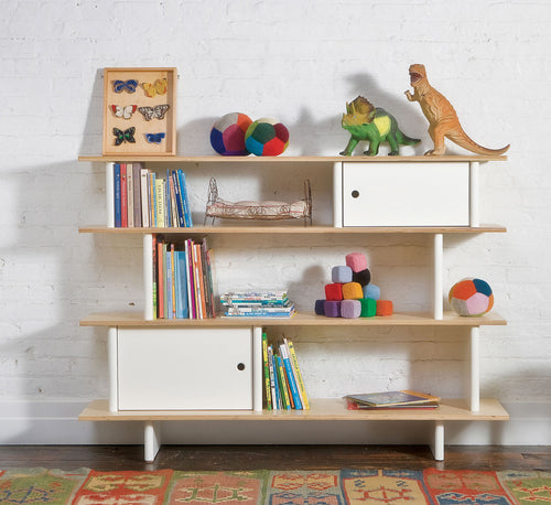 Mini bibliotheek - wit/walnoot - littlefashionaddict.com