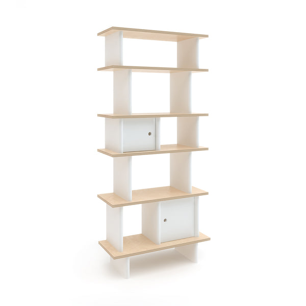 Verticaal Mini bibliotheek - wit/berkenhout - littlefashionaddict.com